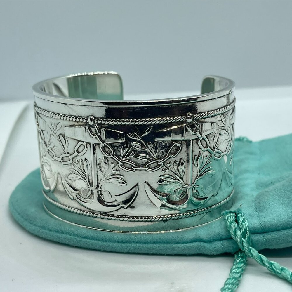 Vintage Tiffany & Co. Makers Anchor Motif Cuff Bracelet Sterling Silver 6.25" - Picture 10 of 16